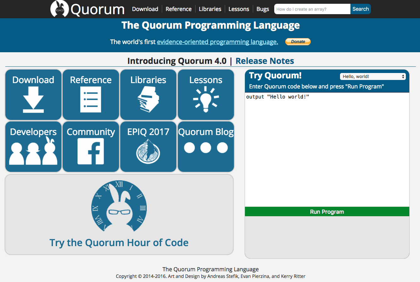A picture of the Quorum website